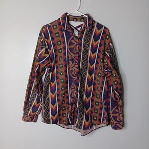 Vintage Rocky Mountain Western Shirt Women Size L Multicolor Cowgirl Rodeo